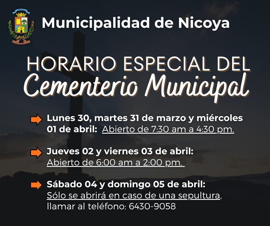 Horario especial del Cementerio Municipal durante la Semana Santa