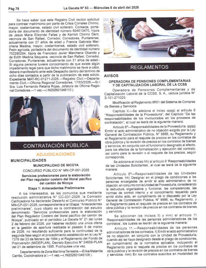 Concurso Público N.° MN-CP-001-2026 ha sido declarado desierto